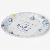 Blue Snowflake Flower Winter Baby Shower Welcome Papieren Bordje (Gekanteld)