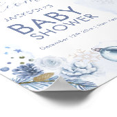 Blue Snowflake Flower Winter Baby Shower Welcome Poster (Hoek)