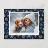 Blue Snowflake Foto Kerst Briefkaart (Voorkant)