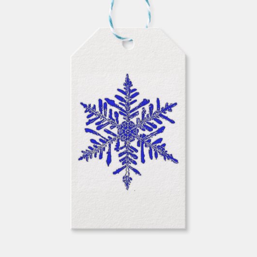 Blue Snowflake Gift Label Cadeaulabel (Voorkant)