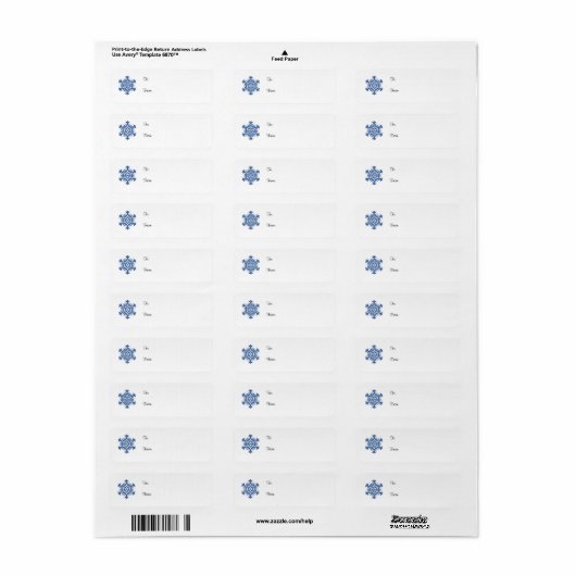 Blue Snowflake Gift Label Label (Full Sheet)