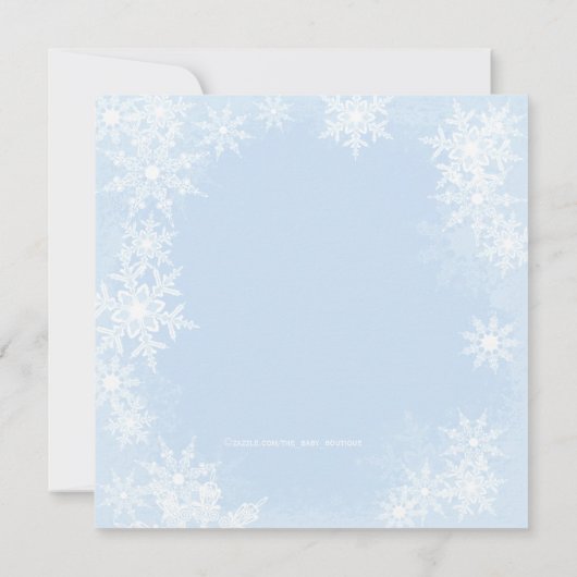 Blue Snowflake Girls Kerst Baby shower Kaart (Achterkant)