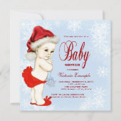 Blue Snowflake Girls Kerst Baby shower Kaart (Voorkant)