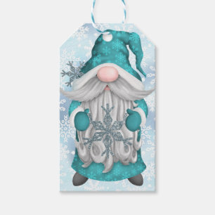 Blue Snowflake Gnome Cadeaulabel