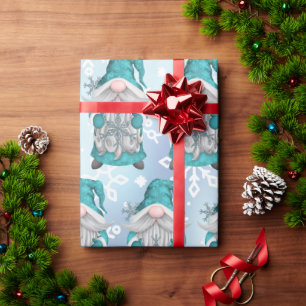 Blue Snowflake Gnome Cadeaupapier