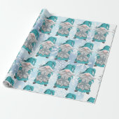 Blue Snowflake Gnome Cadeaupapier (Uitgerold)