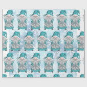 Blue Snowflake Gnome Cadeaupapier (Vlak)