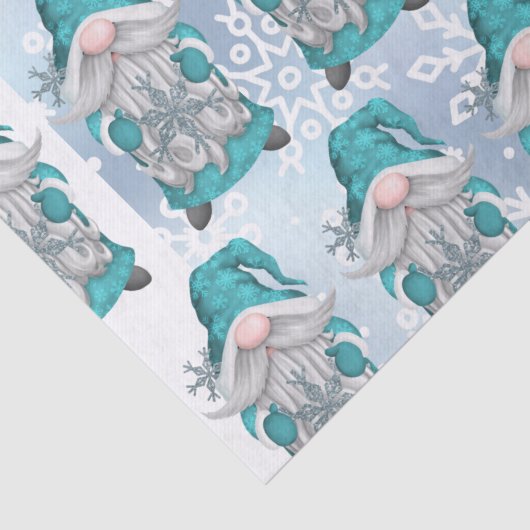 Blue Snowflake Gnome Tissuepapier (Detail)