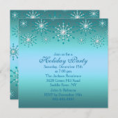 Blue Snowflake Holiday Party Uitnodiging (Voorkant / Achterkant)