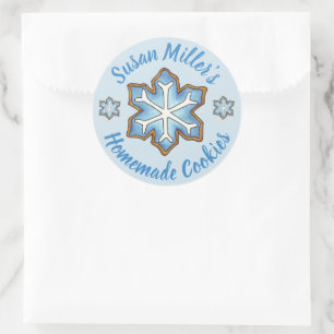 Blue Snowflake Holiday Sugar Cookie, gebrand door Ronde Sticker
