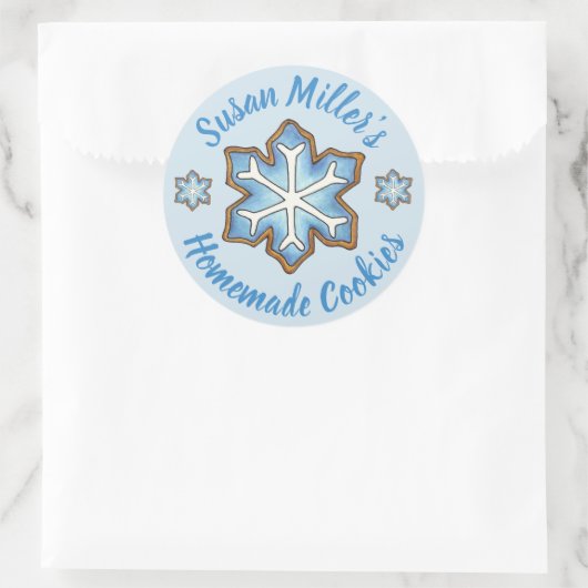 Blue Snowflake Holiday Sugar Cookie, gebrand door Ronde Sticker (Tas)