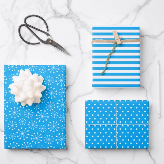 Blue Snowflake Inpakpapier Vel (Voorkant)