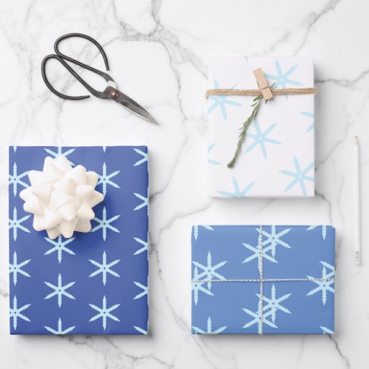 Blue Snowflake Inpakpapier Vel (Voorkant)