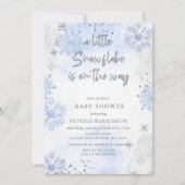 Blue Snowflake is onderweg naar het Baby shower Kaart (Voorkant)
