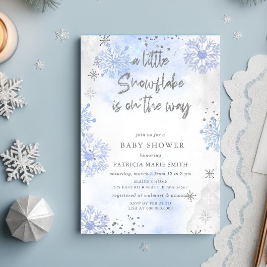Blue Snowflake is onderweg naar het Baby shower Kaart