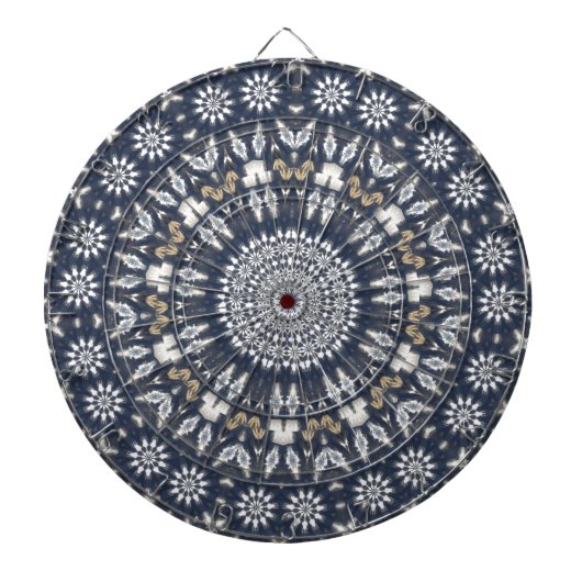 Blue Snowflake Kaleidoscope Dartbord (Voorkant)