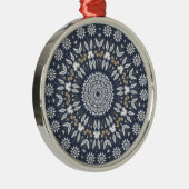 Blue Snowflake Kaleidoscope Metalen Ornament (Rechts)