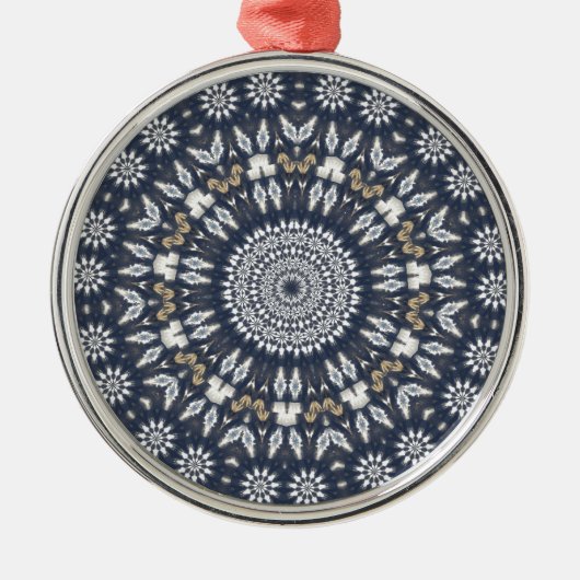 Blue Snowflake Kaleidoscope Metalen Ornament (Voorkant)