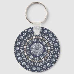 Blue Snowflake Kaleidoscope Sleutelhanger