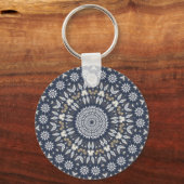 Blue Snowflake Kaleidoscope Sleutelhanger (Voorkant)