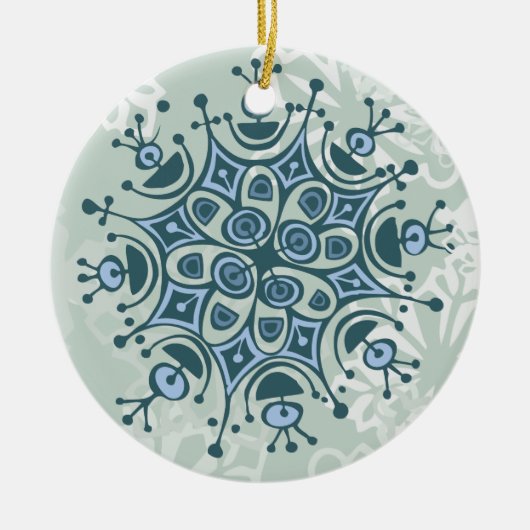 Blue Snowflake Keramisch Ornament (Voorkant)