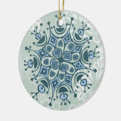 Blue Snowflake Keramisch Ornament (Links)