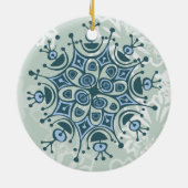 Blue Snowflake Keramisch Ornament (Achterkant)
