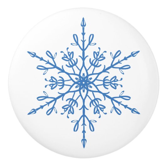 Blue Snowflake Keramische Knop (Voorkant)