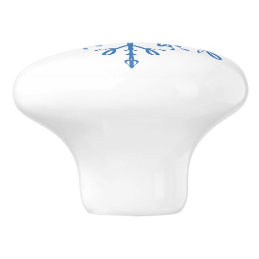 Blue Snowflake Keramische Knop (Zijkant)