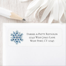 Blue Snowflake kerst Etiket