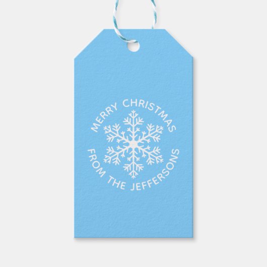 Blue Snowflake-kerstcadeautags Cadeaulabel (Voorkant)