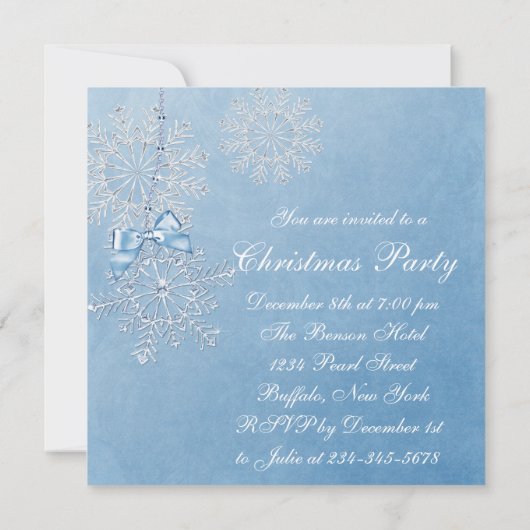 Blue Snowflake kerstfeest Kaart (Achterkant)