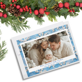 Blue Snowflake Kerstfoto Feestdagenkaart