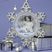 Blue Snowflake kerstfoto Ornament