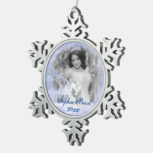 Blue Snowflake kerstfoto Ornament (Rechts)