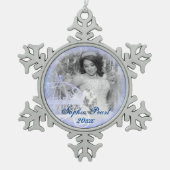 Blue Snowflake kerstfoto Ornament (Voorkant)