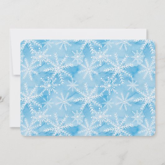 Blue Snowflake kerstfoto-sjabloon voor platte kaar Kaart (Achterkant)