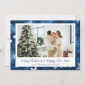 Blue Snowflake Kerstkaart gepersonaliseerd (Voorkant)