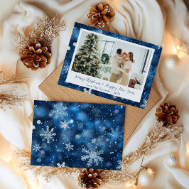 Blue Snowflake Kerstkaart gepersonaliseerd