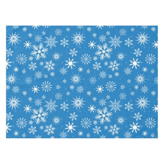 Blue Snowflake-kerstontwerp Tafelkleed (Voorkant (Horizontaal))