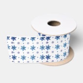 Blue Snowflake kerstsatin Ribbon Satijnen Lint (Spoel)