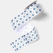 Blue Snowflake kerstsatin Ribbon Satijnen Lint (Achterkant)