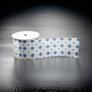 Blue Snowflake kerstsatin Ribbon Satijnen Lint