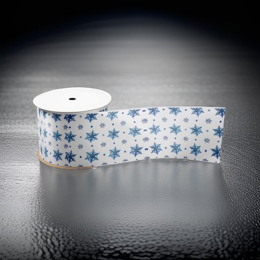 Blue Snowflake kerstsatin Ribbon Satijnen Lint