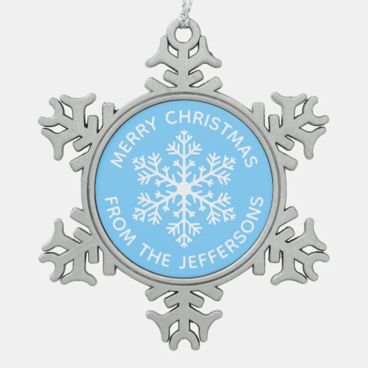 Blue Snowflake-kerstversiering Tin Sneeuwvlok Ornament (Voorkant)