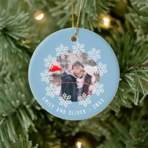 Blue Snowflake Lijst Couple Keepomwille Foto Keramisch Ornament