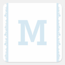 Blue Snowflake Lijst Holiday Monogram Vierkante Sticker