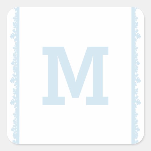Blue Snowflake Lijst Holiday Monogram Vierkante Sticker (Voorkant)