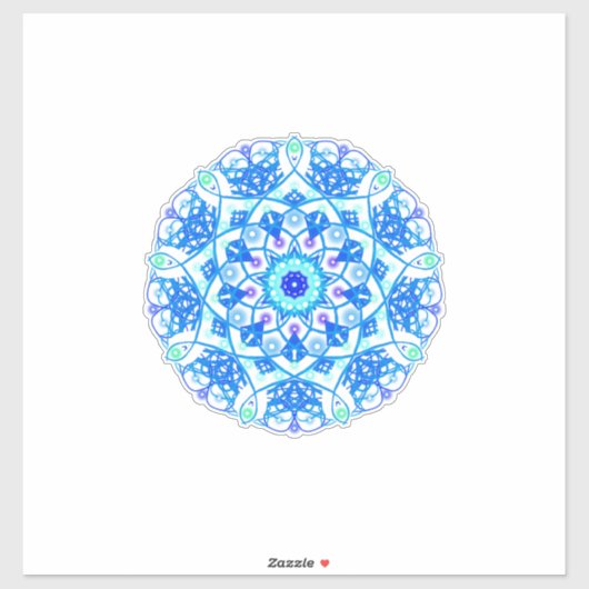 Blue Snowflake Mandala Boho Vinyl Sticker (Vel)