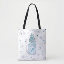 Blue Snowflake Mason Jar Milkshake Monogram